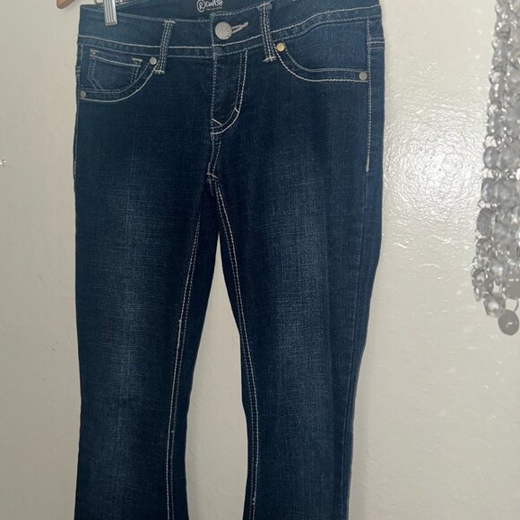 Rewash Women's Denim Dark Wash Embroidery Pockets Bootcut Leg Size 1 - Picture 12 of 16